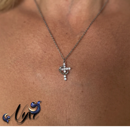 👑Crowned in Faith Cross Necklace – (925 Sterling Silver)