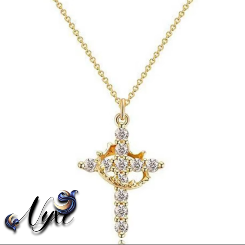 👑Crowned in Faith Cross Necklace – (925 Sterling Silver)