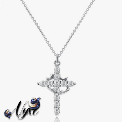 👑Crowned in Faith Cross Necklace – (925 Sterling Silver)